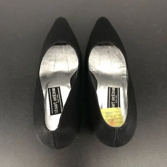 Stuart Weitzman Black Crystal Metal High Heels Pumps with Box